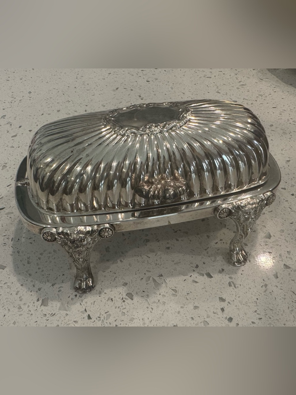 F.B. Rogers Silver Co. Vintage Silver Plated Footed Covered Butter Dish